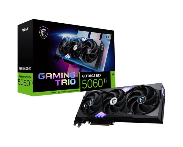 MSI VGA NVIDIA GeForce RTX 5060 Ti 16G GAMING TRIO OC, RTX 5060 Ti, 16GB GDDR7, 3xDP, 1xHDMI