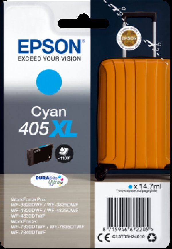 Náplň EPSON 405XL, C13T05H24010 azurová (14,7 ml)