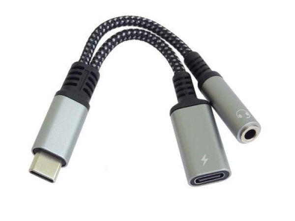 PremiumCord Redukce USB-C /3,5mm jack s DAC chipem + USB-C pro nabíjení 13cm