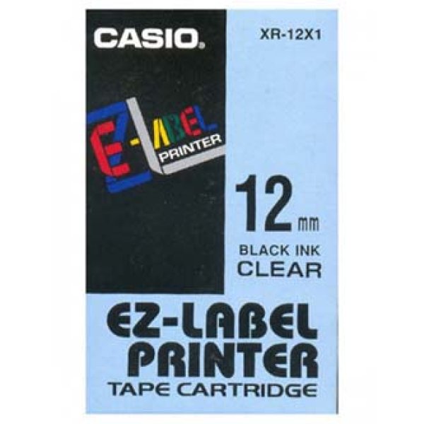 Casio originální páska do tiskárny štítků, Casio, XR-12X1, černý tisk/průhledný podklad, nelaminovaná, 8m, 12mm?v=1750075202