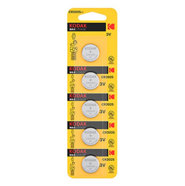 Baterie jednorázová lithiová, knoflíková, CR2025, 3V, Kodak, blistr, 5-pack, KOD-2025BL5, knoflíková?v=1755898805