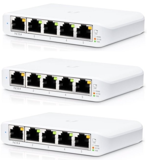 UBNT UniFi Switch USW-Flex-Mini-3, 3-pack  [5xGigabit, 1xPoE In]