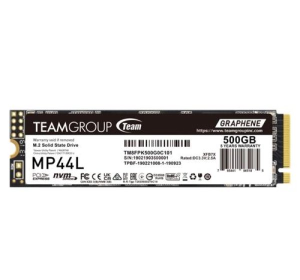 TEAMGROUP MP44L SSD NVMe M.2 500GB PCIe Gen4x4 2280 (čtení max. 5000MB/s, zápis max. 2500MB/s)