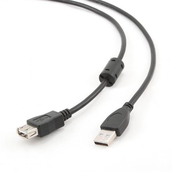 GEMBIRD Kabel USB 2.0 A-A prodlužovací 1,8m Premium (černý, ferit, zlacené kontakty)