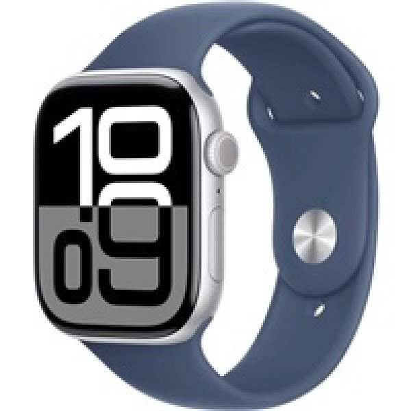 Apple Watch S10 Cell/42mm/Silver/Sport Band/Denim/-M/L