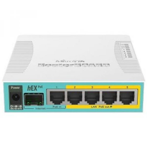 MikroTik RouterBOARD hEX PoE, 800MHz CPU, 128MB RAM, 5xGLAN, USB, PoE 802.3at, USB, SFP,  vč. L4
