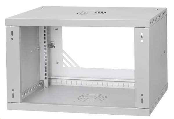 LEXI-Net 19" nástěnný rozvaděč Basic 6U 520x450, skleněné dveře, bez zad, rozložený, šedý