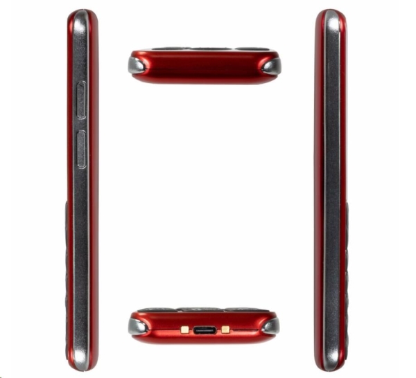 EVOLVEO EasyPhone LT, mobilní telefon pro seniory s nabíjecím stojánkem (červená barva)