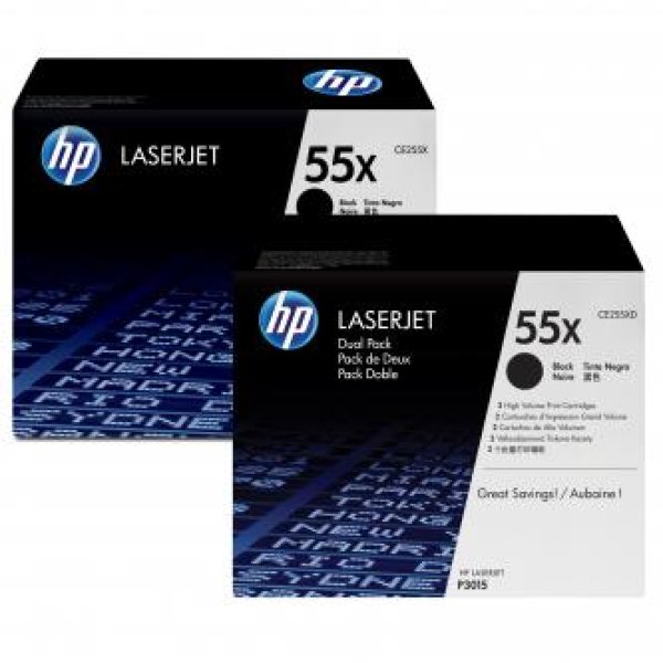 Toner HP CE255XD, HP 55X černý (2x12 500 stran)
