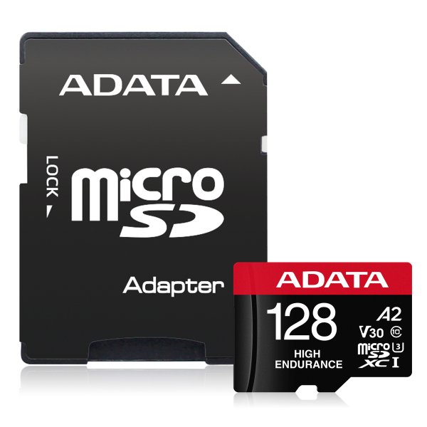 ADATA MicroSDXC karta 128GB High Endurance UHS-I C10 V30 A2 (R:100/W:85 MB/s) + SD adaptér