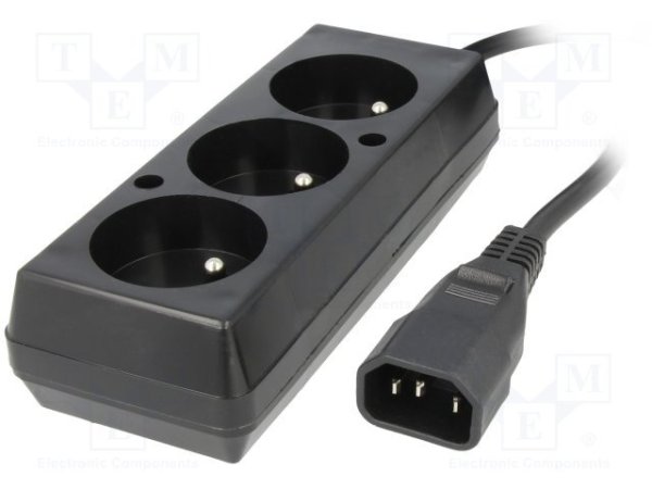 OEM Napájecí redukce 230V k UPS - 1x IEC C14 na 3x CEE 7/5 (FR / CZ), max.10A, délka 30 cm?v=1761950406