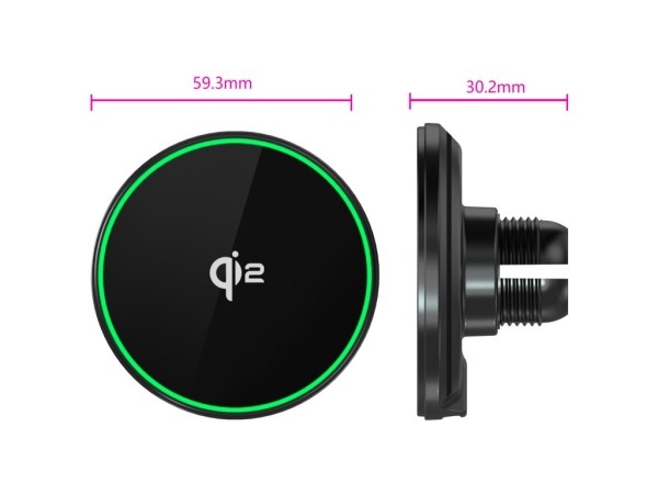 WG - Nabíječka do auta WG 40, bezdrátová 15W s Qi2, pro iPhony podporující MagSafe, černá