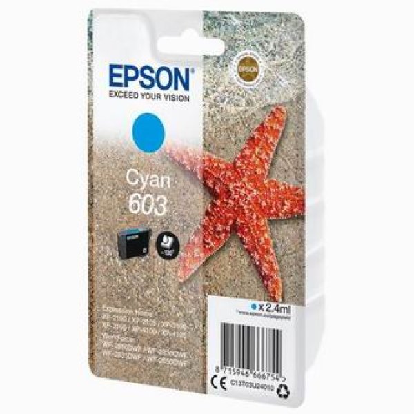 Náplň Epson 603, C13T03U24020 azurová blistr s RF / akustickým alarmem
