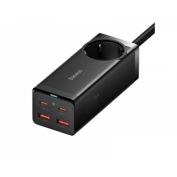 Baseus GaN3 Pro rychlonabíjecí stolní adaptér 2x USB-C + 2x USB-A + AC 100W 1.5m kabel černá