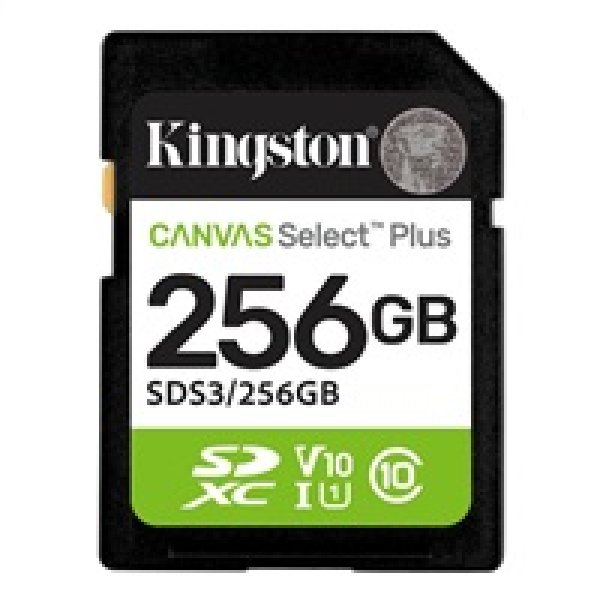 Kingston paměťová karta 256GB Canvas Select Plus Gen 3 SDXC 150R U1 UHS-I C10 V10