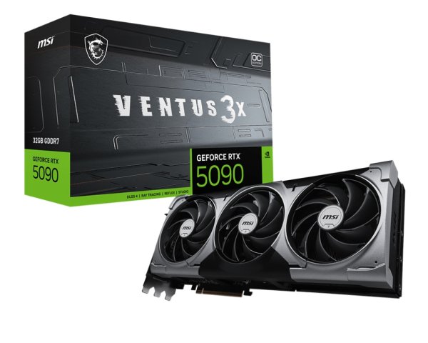MSI VGA NVIDIA GeForce RTX 5090 32G VENTUS 3X OC, RTX 5090, 32GB GDDR7, 3xDP, 1xHDMI