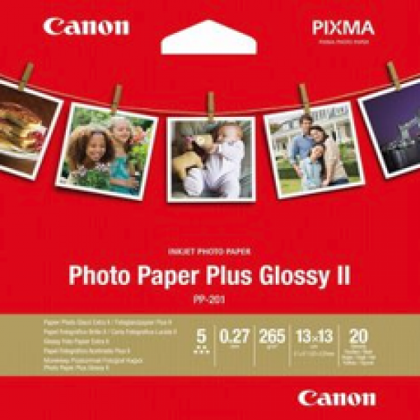 Canon Photo Paper Plus II, foto papír, lesklý, čtvercový typ bílý, PIXMA TS9500, TS8200 a TS6200, 8.89x8.89cm, 3.5x3.5", 265 g/m2,