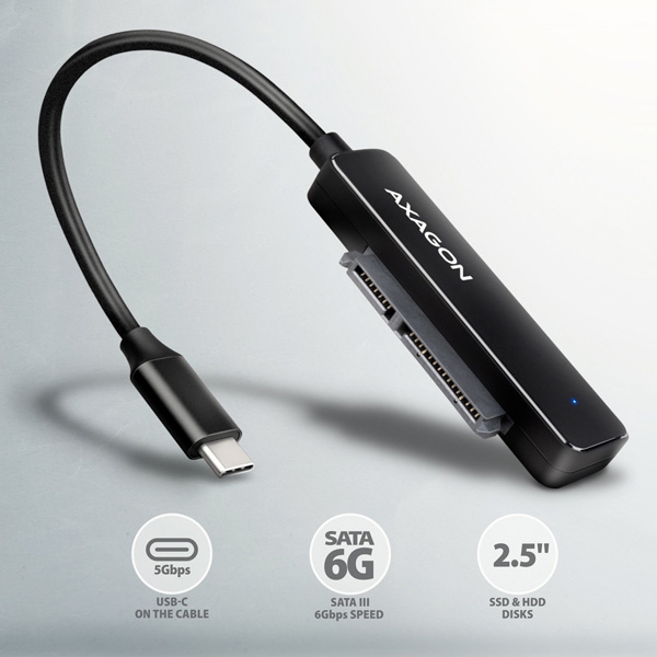 AXAGON ADSA-FP2C USB-C 5Gbps - SATA 6G 2.5'' SSD/HDD SLIM adaptér