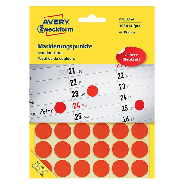 Avery Zweckform etikety 18mm, červené, 48 etiket, značkovací, baleno po 22 ks, 3374, pro ruční popis?v=1761864003