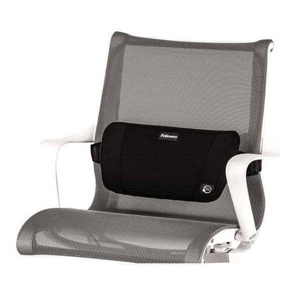 Bederní opěrka PlushTouch, nastavitelný pásek, černá, paměťová pěna a gelové korálky, Fellowes