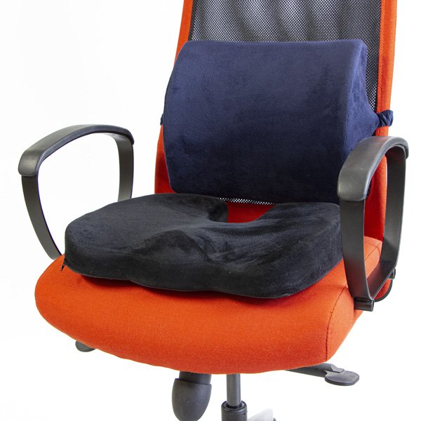 Bederní opěrka, univerzální, ergonomická, modrá, paměťová pěna