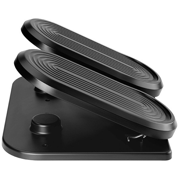 Podstavec pod nohy, fitness stepper, černý, ocel, 20 kg nosnost, Powerton, strukturovaný povrch