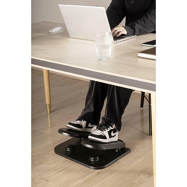 Podstavec pod nohy, fitness stepper, černý, ocel, 20 kg nosnost, Powerton, strukturovaný povrch