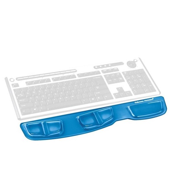 Předložka ke klávesnici Fellowes Health-V Crystal ergonomická, gelová, modrá, Fellowes, 46.6x8.6 cm