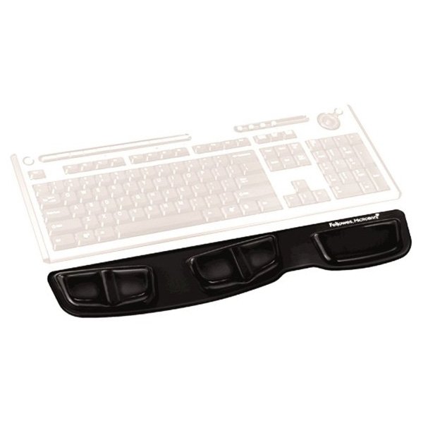 Předložka ke klávesnici Fellowes Health-V Crystal ergonomická, gelová, černá, Fellowes, 46.6x8.6 cm