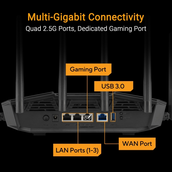 ASUS Herní Router TUF-BE9400 3-pásmový WiFi7 Router, 1x WAN, 3x LAN, AiMesh