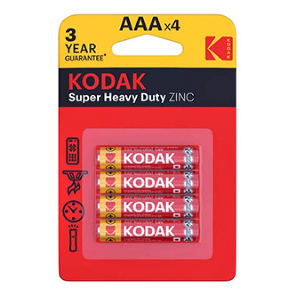 Baterie jednorázová zinkochloridová, tužková, AAA, 1.5V, Kodak, blistr, 4-pack, KOD-R3, Extra Heavy Duty?v=1755898805