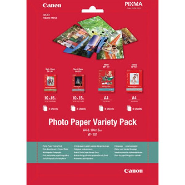 Canon Variety Pack VP-101 - 20 listy sada fotografického papíru - pro PIXMA MG2550, MG3550, MG3650, MG5750, MG5751, MG6450, MG6850, MG7150, MG7750, MG7751