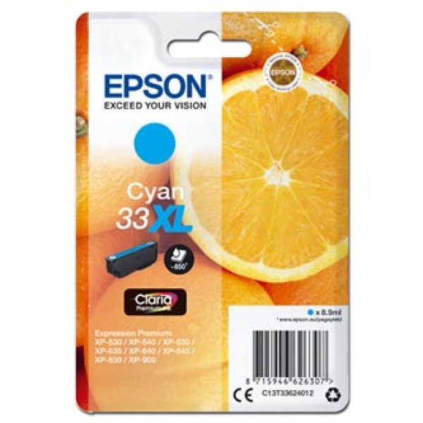 Náplň EPSON C13T33624012, T33XL azurová (8,9 ml)