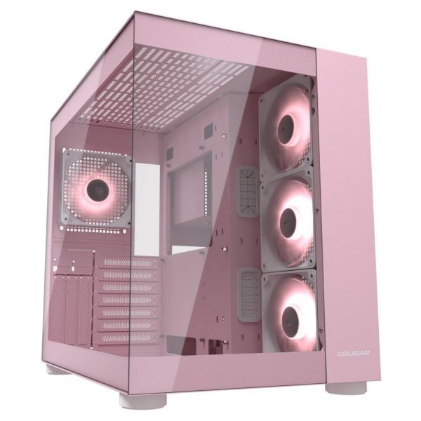 COUGAR PC skříň FV150 RGB Pink Mid tower Dual-Chamber ATX glass, 4x 120mm ARGB fans