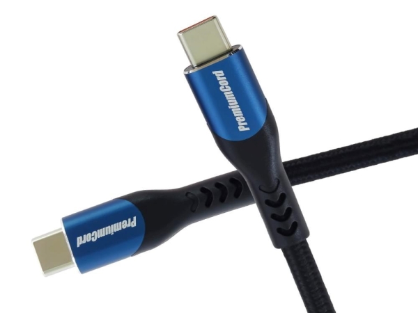 PremiumCord USB-C kabel ( USB 3.2 GEN 2x2, 5A, 100W, 20Gbit/s ) 3m, bavlněný oplet