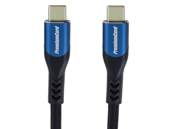 PremiumCord USB-C kabel ( USB 3.2 GEN 2x2, 5A, 100W, 20Gbit/s ) 3m, bavlněný oplet