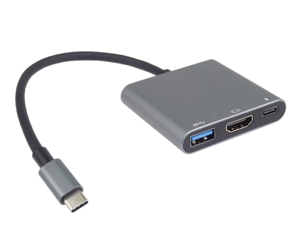 PremiumCord Adaptér USB-C na HDMI + USB3.0 + PD, rozlišení 4K a FULL HD 1080p