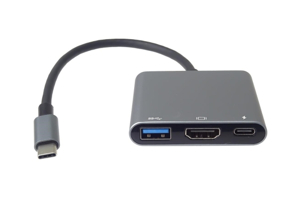 PremiumCord Adaptér USB-C na HDMI + USB3.0 + PD, rozlišení 4K a FULL HD 1080p