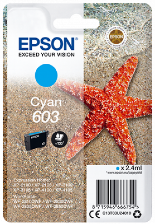 Náplň EPSON 603, C13T03U24010 azurová