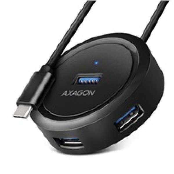 AXAGON HUE-P1C, 4x USB 3.2 Gen 1 ROUND hub, micro USB napájecí konektor, kabel USB-C 30cm?v=1754136002