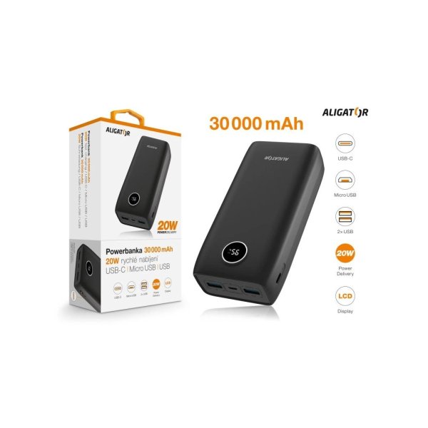 ALIGATOR PBPD30BK 30 000mAh PD 20W černá?v=1764920548