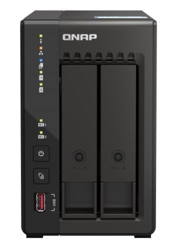 QNAP TS-253E-8G 2-bay desktop NAS, 4-core Intel, 8GB DDR4, 2xSATA, 2xM.2, 2x 2.5GbE, 2xHDMI, 4xUSB