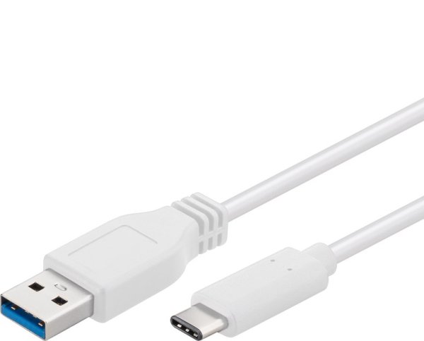 PremiumCord Kabel USB 3.2 konektor C/male - USB 3.0  A/male, bílý, 0,5m