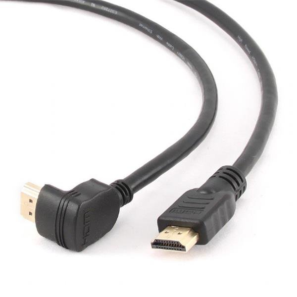 GEMBIRD Kabel HDMI - HDMI 3m, 90° konektor (v1.4, M/M, zlacené kontakty, úhlový, stíněný)