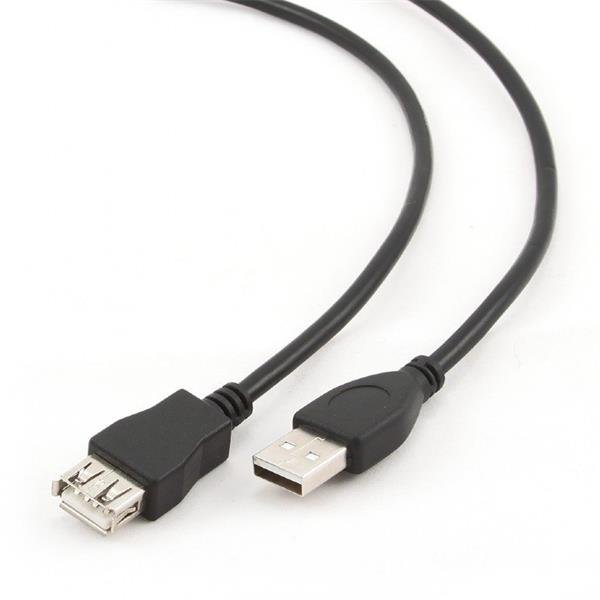 GEMBIRD Kabel USB 2.0 A-A prodlužovací 1,8m Professional (černý, zlacené kontakty)