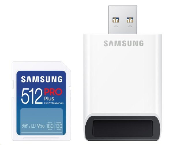 Samsung/micro SDXC/512GB/180MBps/USB 3.0/USB-A/Class 10/+ Adaptér/Modrá