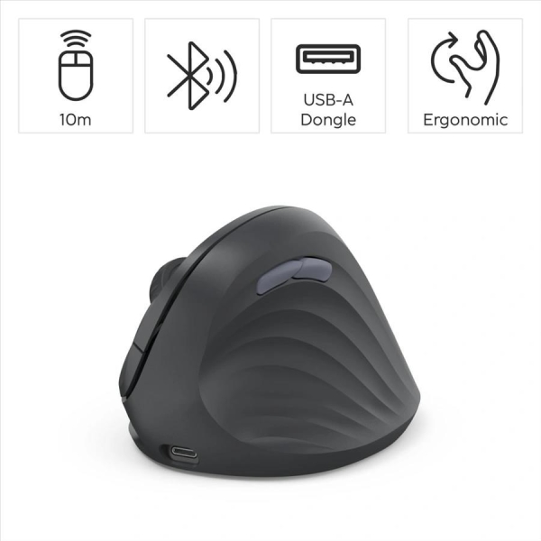 Hama vertikální ergonomická bezdrátová myš EWM-600R, pro praváky, nabíjecí, Multi Device