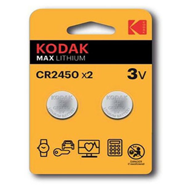 Baterie jednorázová lithiová, knoflíková, CR2450, 3V, Kodak, blistr, 2-pack, KOD-2450BL2, knoflíková?v=1755898805