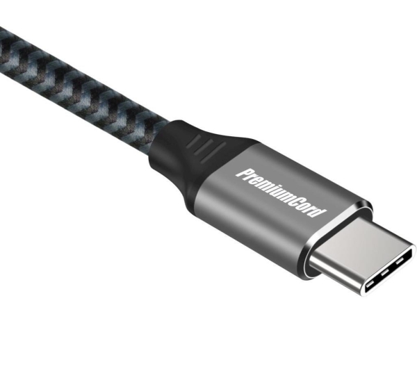 PREMIUMCORD Kabel USB-C M/M, 100W 20V/5A 480Mbps bavlněný oplet, 1,5m