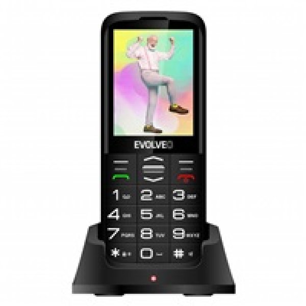 EVOLVEO EasyPhone XO, mobilní telefon pro seniory s nabíjecím stojánkem (černá barva)